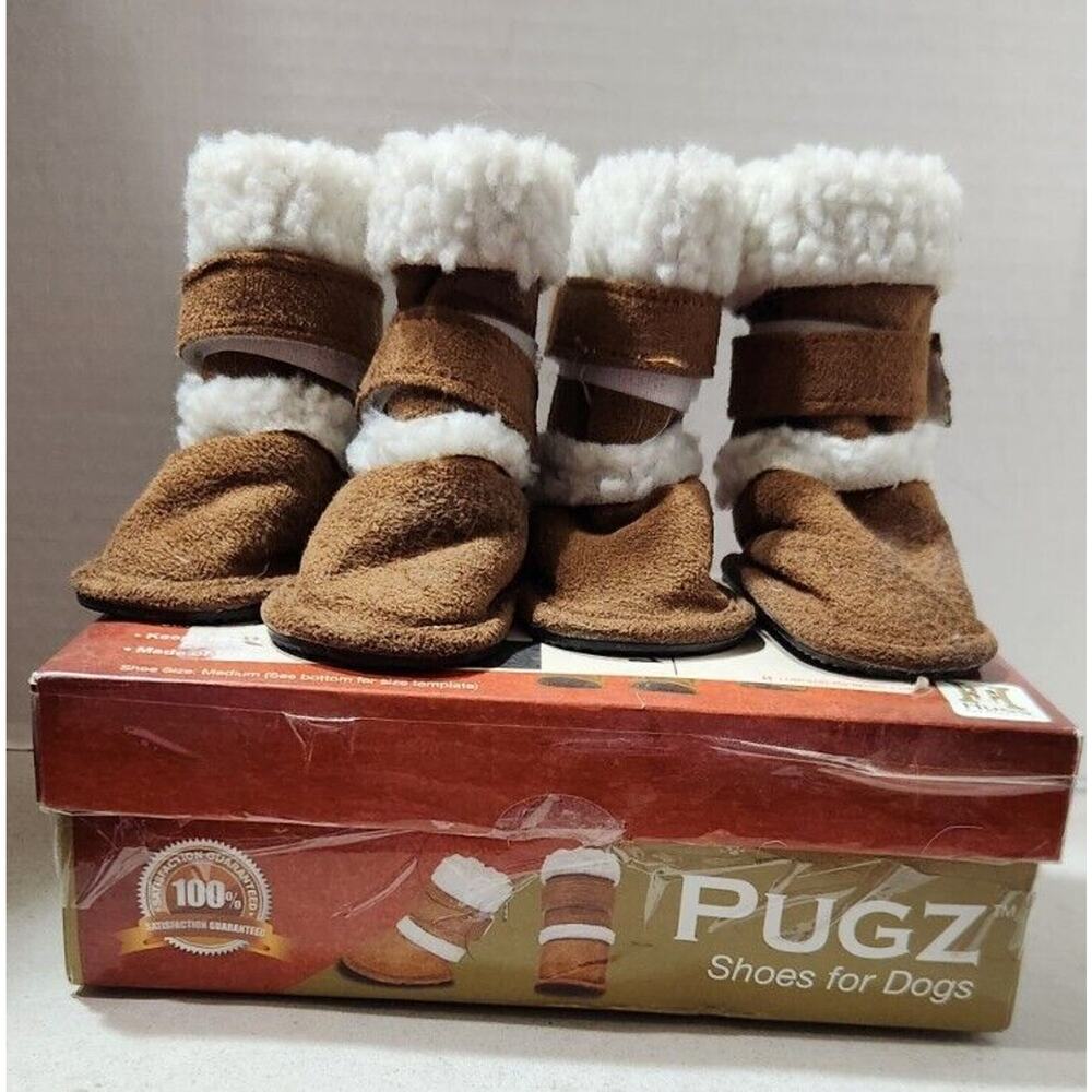 Brown Dog Boots with White Fur Lining